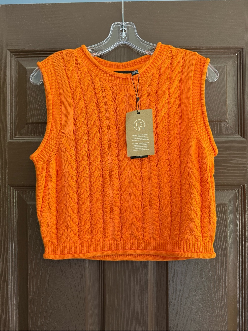 Vero Moda Classic Cable Knit Sleeveless Sweater Vest - Orange